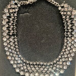 Zara Silver Crystal Statement Necklace